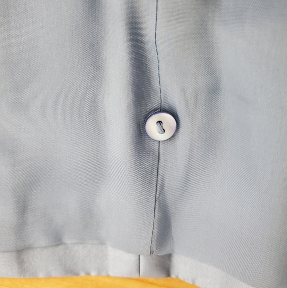 Vntg Kate Hall Silk Wrap Blouse. Blue. 10P - Picture 13 of 13